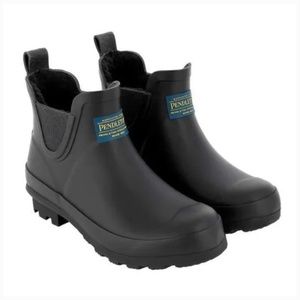 Pendleton Women's Fur Lined Chelsea Rain Boots 7 Rubber Waterproof Black